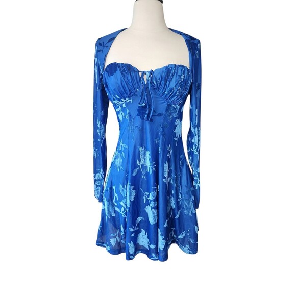 Hello Molly Babydoll Milkmaid New City Minidress Medium Velvet Flocked Ethereal - Picture 2 of 10